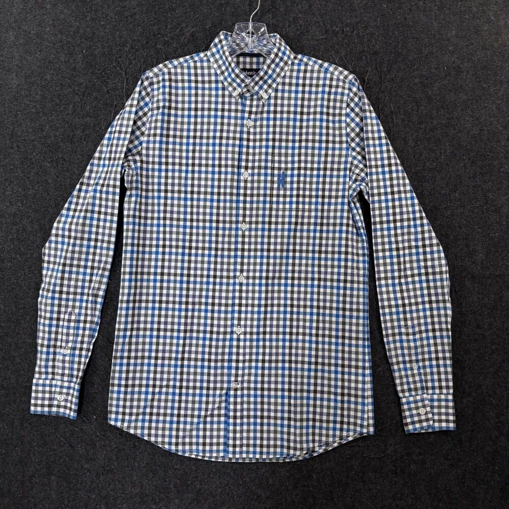 Johnnie-O Shirt Boy's Large Blue White Check Cotton Button Down Pocket Preppy